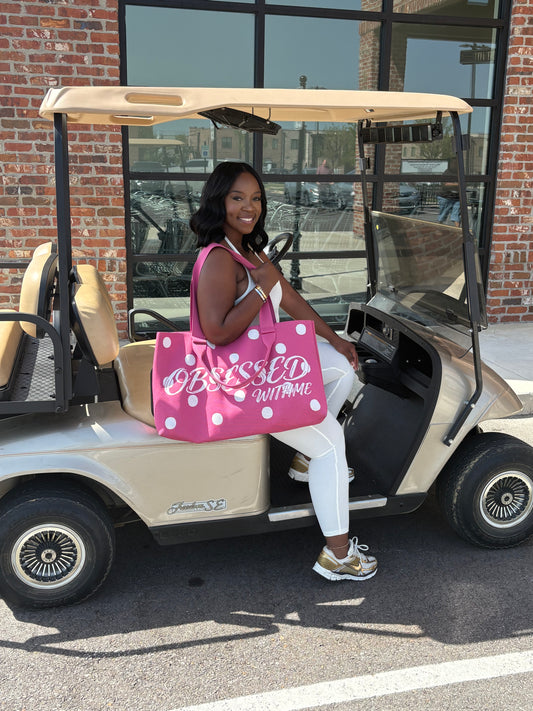 ObsessedWithMe Signature Polka Dot Tote – Pink