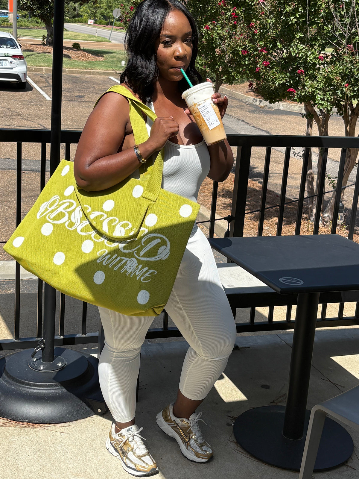 ObsessedWithMe Signature Polka Dot Tote – Green